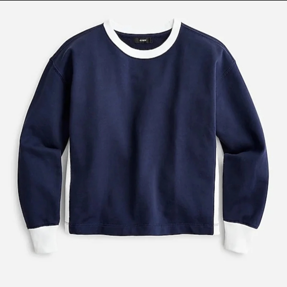 J.Crew University terry cotton cropped sweatshirt XL NAVY BNWT SO RETIRED 1 Left